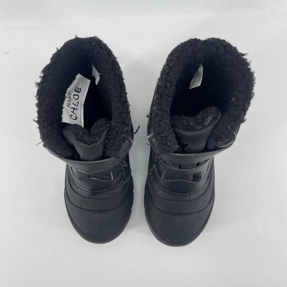 Wonder Nation Girls Black Pink Winter Boots Water Resistant Sherpa Lined Size 12